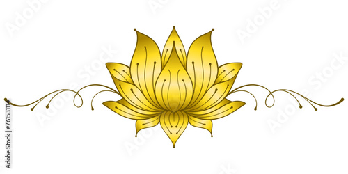 Golden lotus line art vector illustration, vesak day element design