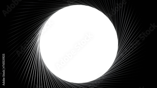 3d abstract background, spiral intro, black and white, metalic spiral lens, metal, infinity concept, depth of field camera, 