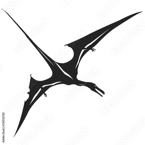 Silhouette of a flying pterodactyl. Vector illustration © viklyaha