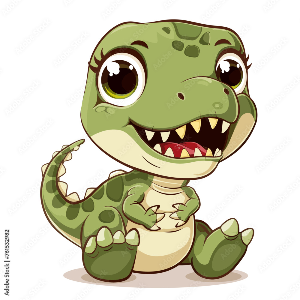 Obraz premium Cute crocodile cartoon character isolated on white background. Vector illustration.