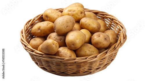 potatoes in a basket isolated on Transparent background.