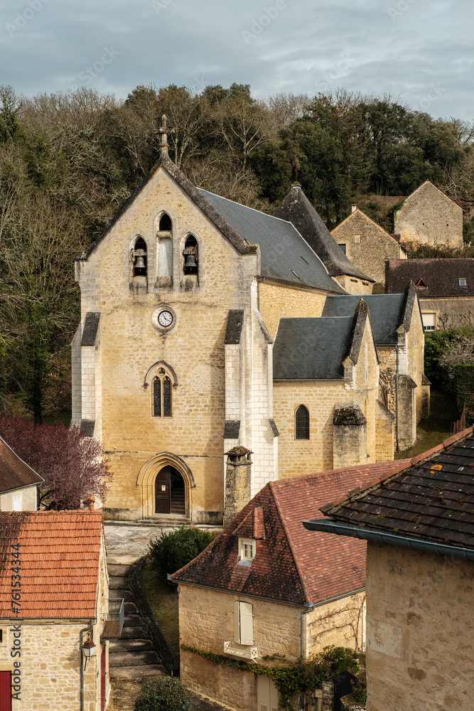 The 14th century church in the village of Carlux in the Dordogne region of France