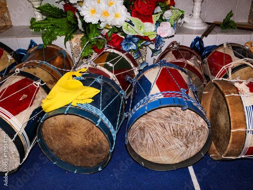 Caixa do Divino, or Tambor da Folia, percussion instrument, played in congados, reisados ​​and celebration of the divine, Maranhão drum, traditional folk musical instrument of Brazil photo