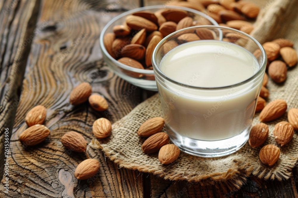 Almond milk, crafted from finely ground almonds and filtered water