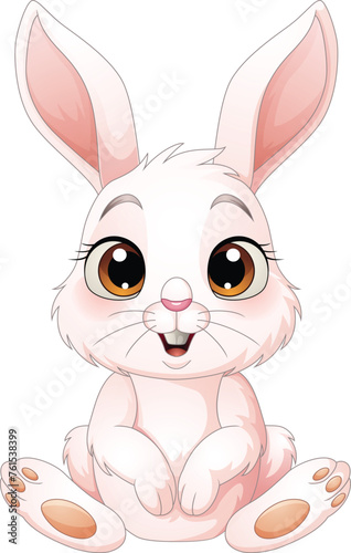 Carton smiling baby rabbit isolated on white background © tigatelu