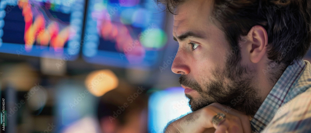 Business man investor broker, businessman trader looking at financial charts analyzing stock trading exchange market, thinking of money finance investment technology analyzing crypto data. Business man investor broker, businessman trader looking at financial charts analyzing stock trading exchange market, thinking of money finance investment technology analyzing crypto data.