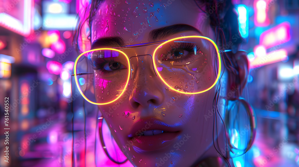 Enigmatic presence in a cityscape, face obscured, surrounded by neon lights and blurry urban elements Enigmatic presence in a cityscape, face obscured, surrounded by neon lights and blurry urban elements