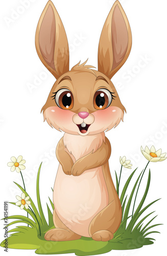 Cartoon happy rabbit isolated on white background © tigatelu