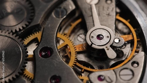Clockwork swiss vintage watch close up. macro photo