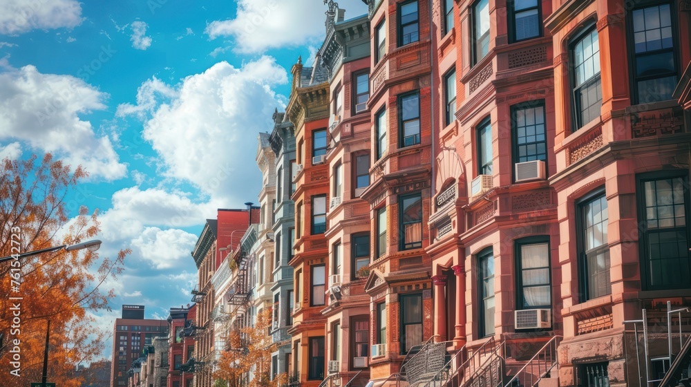 Fototapeta premium Modern city building architecture with glass fronts on a clear day