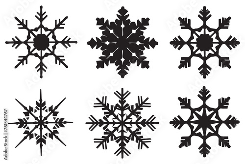 black silhouette snowflake icon isolated on white