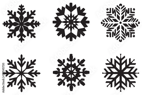 black silhouette snowflake icon isolated on white