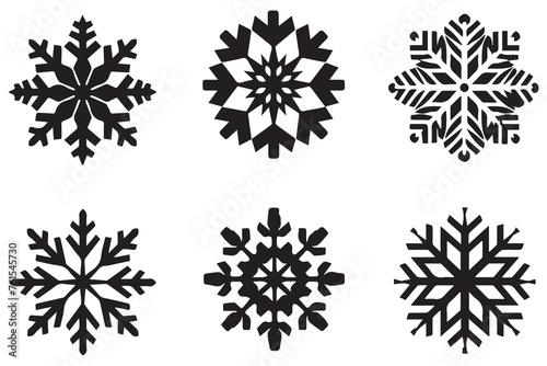 Wallpaper Mural black silhouette snowflake icon isolated on white Torontodigital.ca