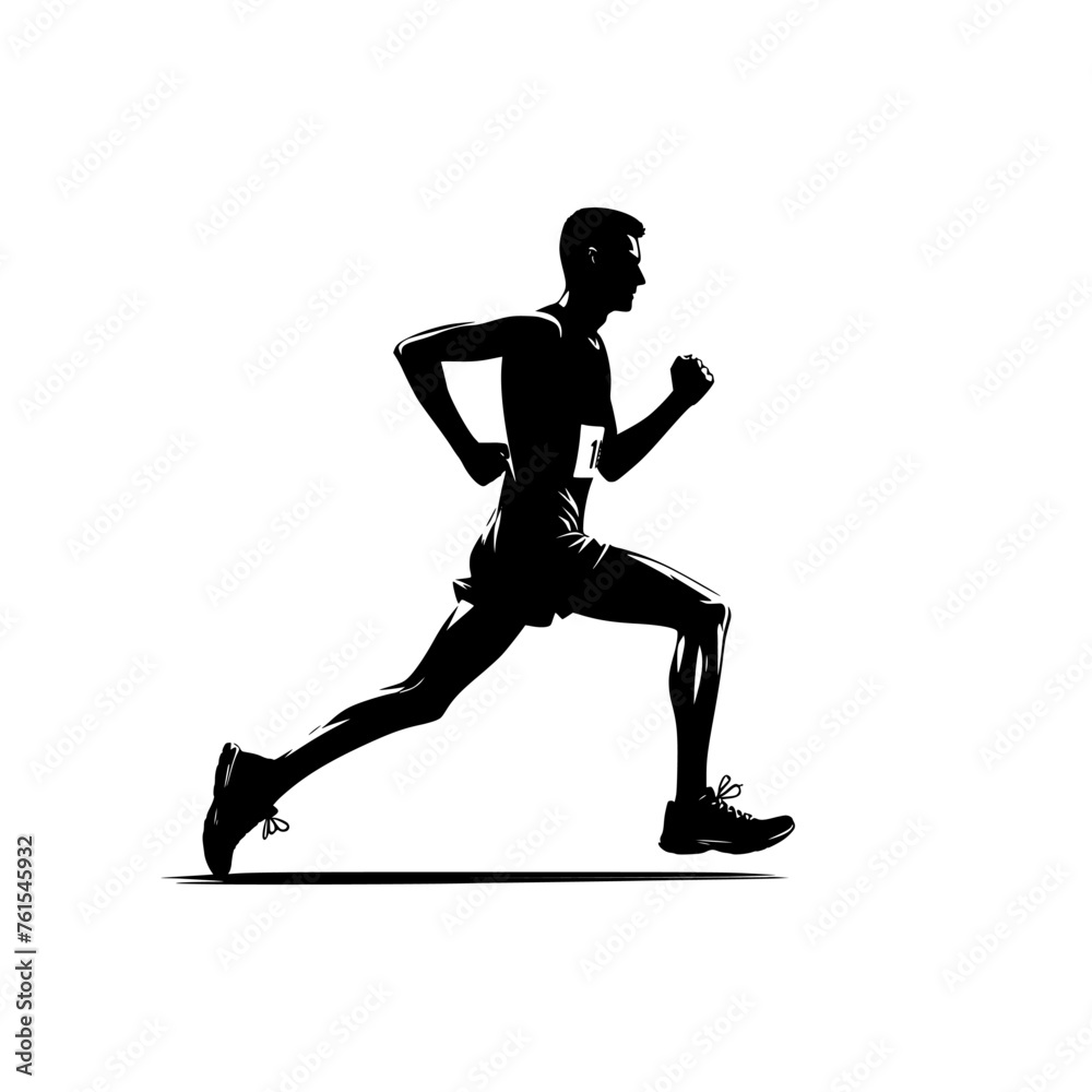 Obraz premium Silhouette of a man running in a marathon. Vector illustration of a man running.