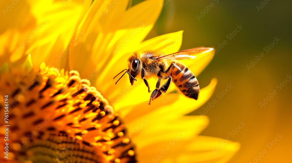 Abeille Pollinisant un Tournesol - Danse Délicate en Macro Photographie Abeille Pollinisant un Tournesol - Danse Délicate en Macro Photographie