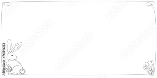 Wallpaper Mural Line Art Easter Bunny Frame. Funny Rabbit Animal One Continuous Line Drawn Border Isolated on White. Minimalist Black and White Doodle Hare Sketch Illustration. Advertising Letter Blank Page Template Torontodigital.ca