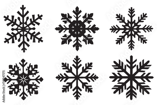 black silhouette snowflake icon isolated on white