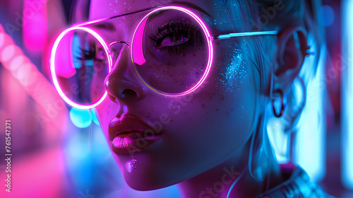 A mysterious profile against a cyber-inspired neon backdrop, showcasing digital vibrancy and a cyber aesthetic