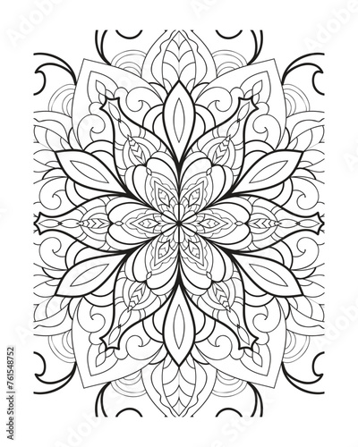 vector outline mandala for coloring book. decorative round ornament photo