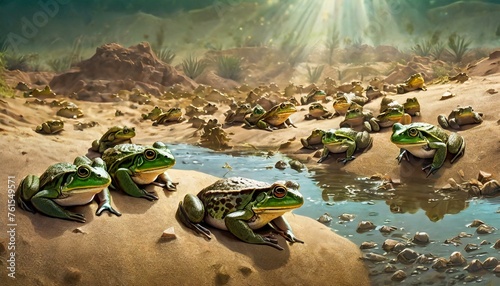 Exodus. The Plague of Frogs in Egypt. God's Second Plague on Egypt. Bible.   photo