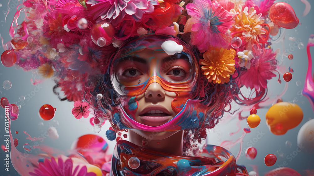 Creative colorful woman portrait