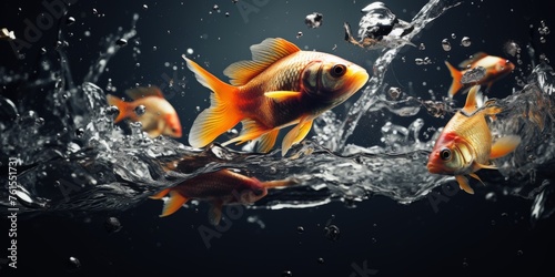 Goldfish splashing in the water Generative AI