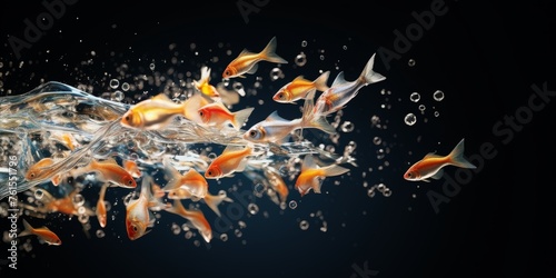 Goldfish splashing in the water Generative AI