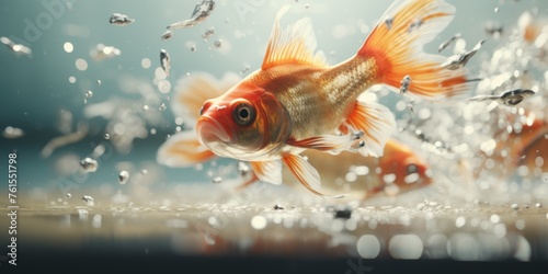 Goldfish splashing in the water Generative AI © València