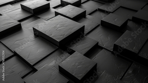 Abstract 3D geometric blocks on a dark background, creating a visually striking design.