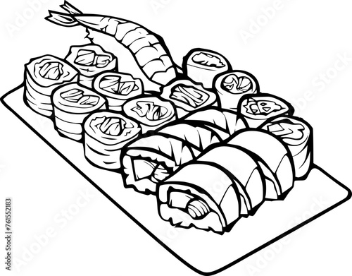 Sushi on the rectangle plate