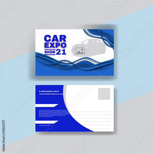 modern postcard for car wash car service and car rental