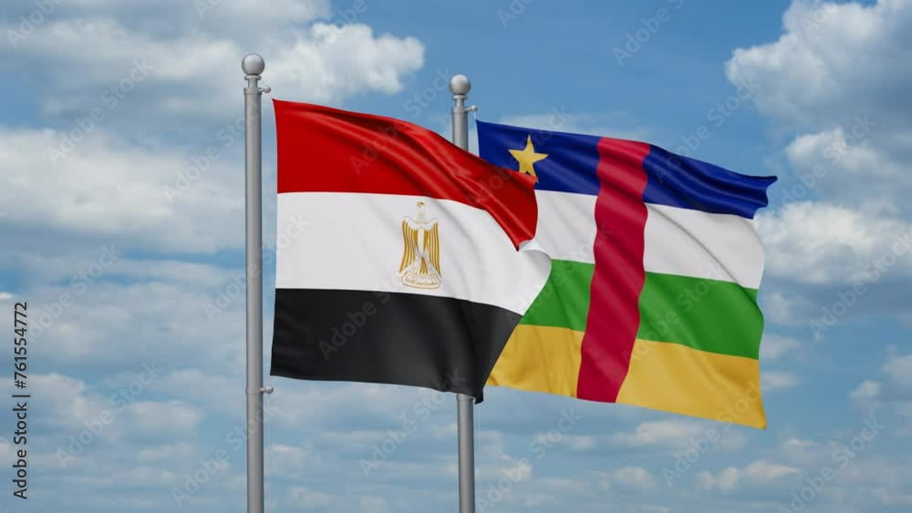 Central African Republic and Egypt two flags waving together, looped video, two country relations concept Central African Republic and Egypt two flags waving together, looped video, two country relations concept