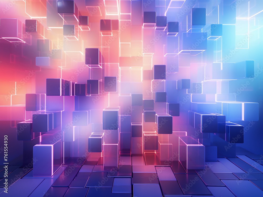 A radiant cubic bright background. AI Generation. - obrazy, fototapety, plakaty 