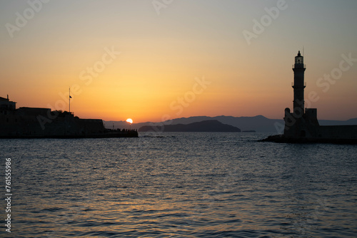Harbor Crete Greece Sunset