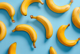 Circular Arrangement of Bananas on Blue Background with Cut Tops Fresh and Vibrant Fruit Display