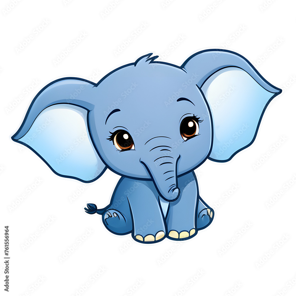 Fototapeta premium Sticker Smiling Cartoon Elephant Illustration, Elephant Transparency 