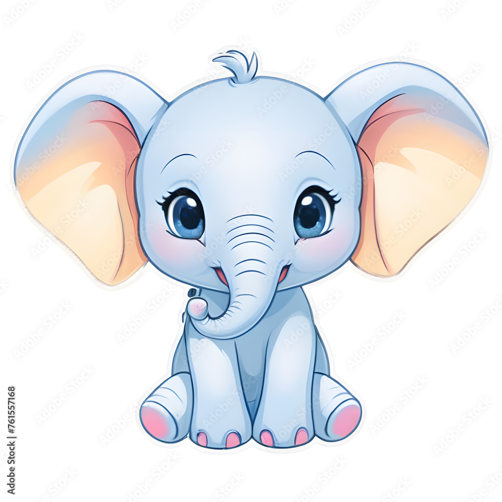 Fototapeta premium Sticker Smiling Cartoon Elephant Illustration, Elephant Transparency