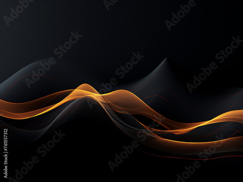 Abstract black background with geometric waves. AI Generation.