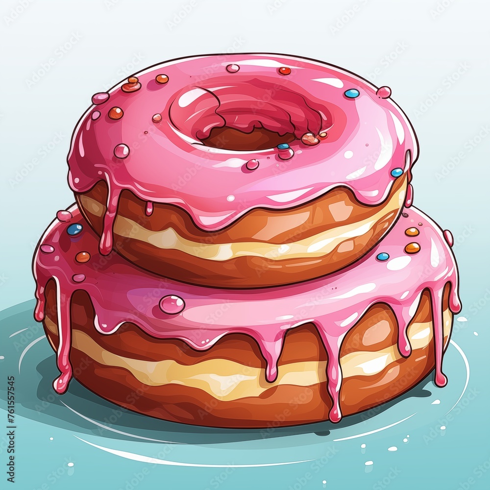 a drawing delectable pink glazed donut adorned with colorful sprinkles a drawing delectable pink glazed donut adorned with colorful sprinkles