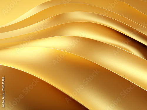 Golden backdrop adorned with geometric waves. AI Generation.