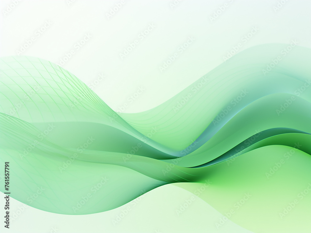 Fototapeta premium Geometric waves creating a vivid green background. AI Generation.