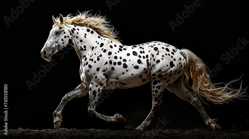 Knabstrupper horse isolated on the black background 