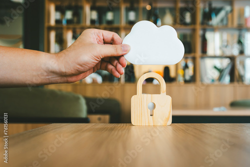 Key and cloud symbol. It is a concept of protecting data in the Cloud System to be safe from cyber data theft.
