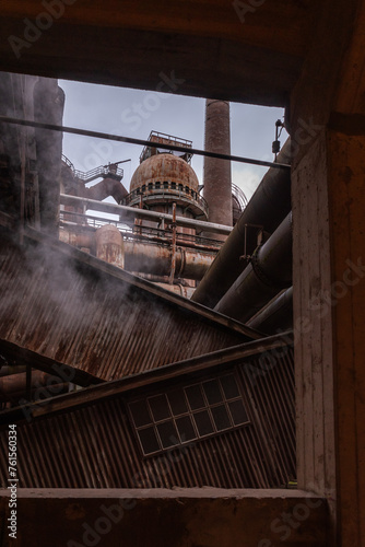 View of the UNESCO unusual World Heritage site “Völklinger Hütte“ a gigantic ironworks from the iron industry’s heyday 
