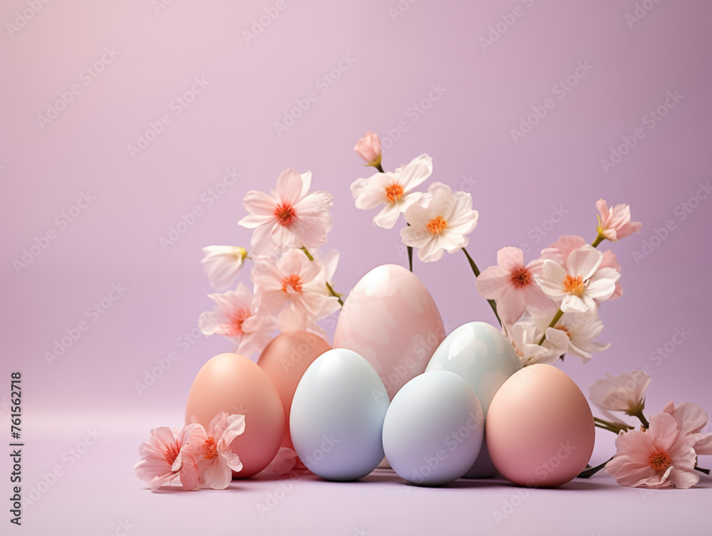 Cozy Easter card template. Flowers and eggs, bunny. Happy Easter backdrop. Spring celebrations background. Cozy Easter card template. Flowers and eggs, bunny. Happy Easter backdrop. Spring celebrations background.