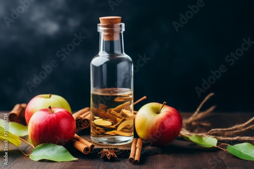 Apple cinnamon detox water. refreshing infusion with apple slices and cinnamon sticks