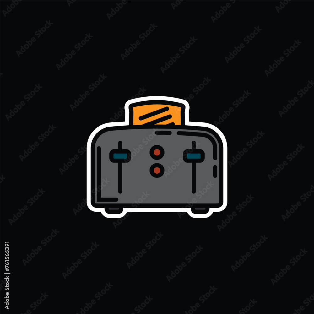 Original vector illustration. A contour icon. An electric appliance designed for fast toasting of flat pieces of bread. The toaster. A design element. Original vector illustration. A contour icon. An electric appliance designed for fast toasting of flat pieces of bread. The toaster. A design element.