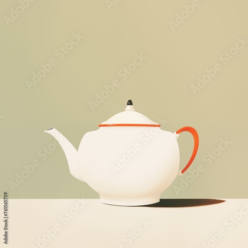 A minimalist painting of a white teapot