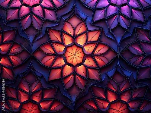 Symmetrical Kaleidoscopic Background. AI Generation. © Llama-World-studio