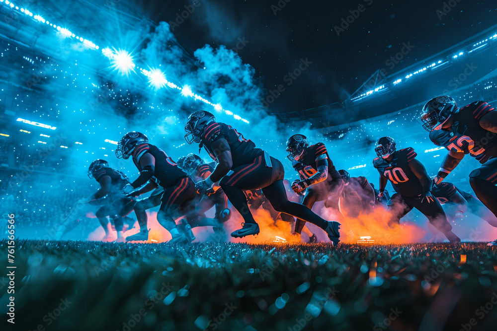 Football Players Running on Field Football Players Running on Field